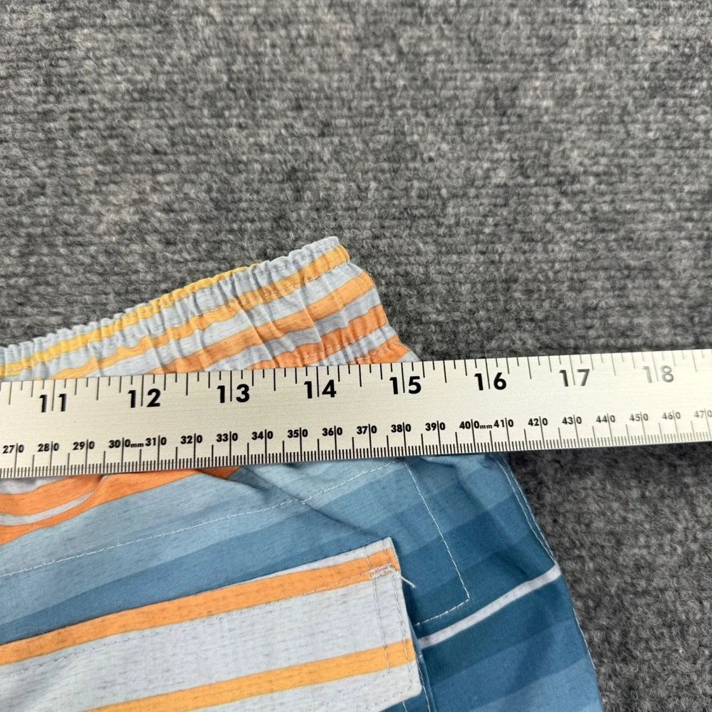 Ocean Current‎ Swim Trunks Small Blue Orange Striped Mesh Lined Men's